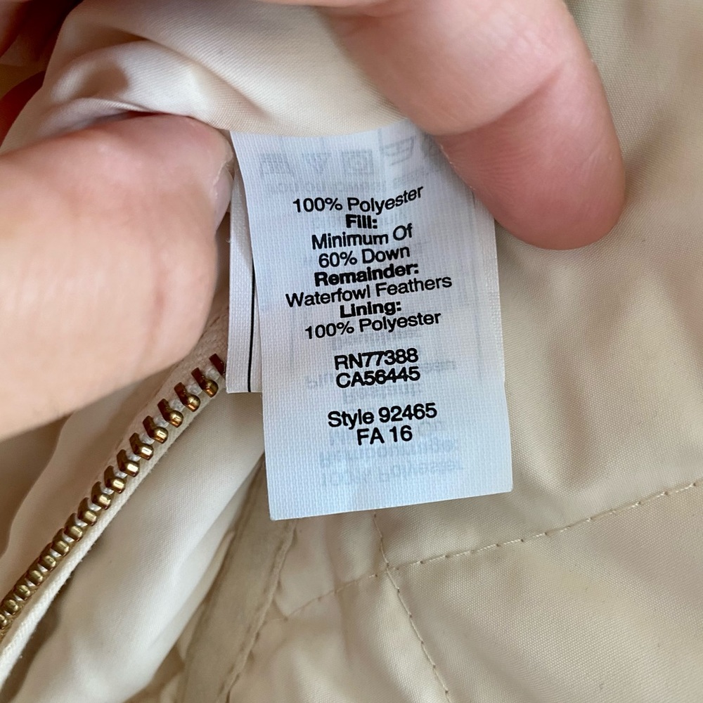 J CREW Womens SZ XSMALL Cream White Quilted Vest - Picture 10 of 11